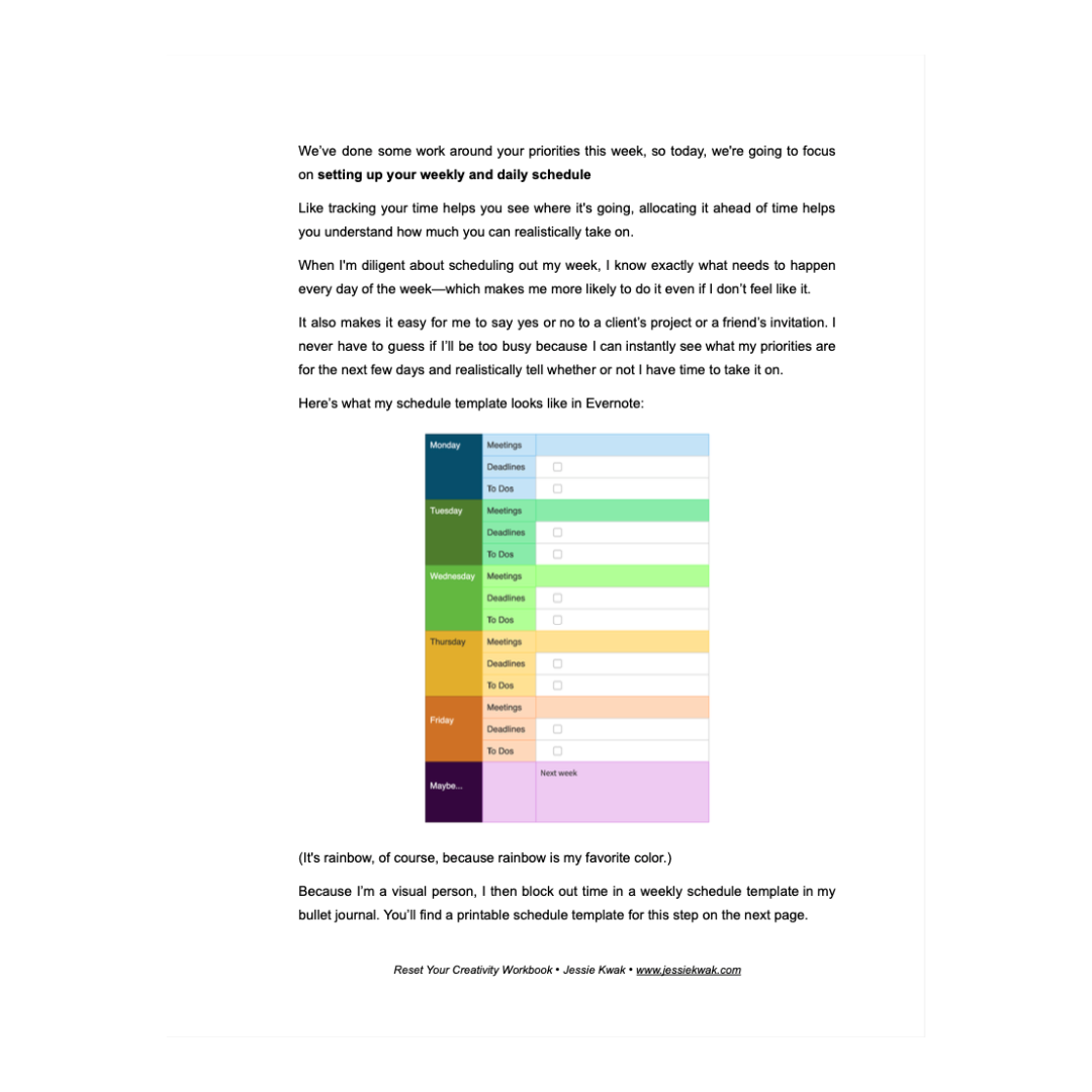 Reset Your Creativity Workbook (From Chaos to Creativity Mini Guide)